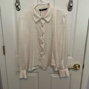 Zara pearl button down work blouse